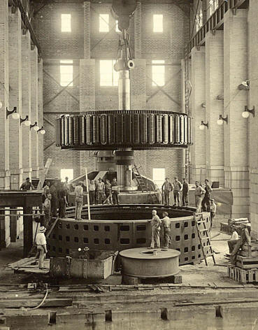 Placing No. 2 Rotor and Shaft during the Construction of Martin Dam on the Tallapoosa River near Dadeville, July 20, 1926. Courtesy Alabama Power Company Archives