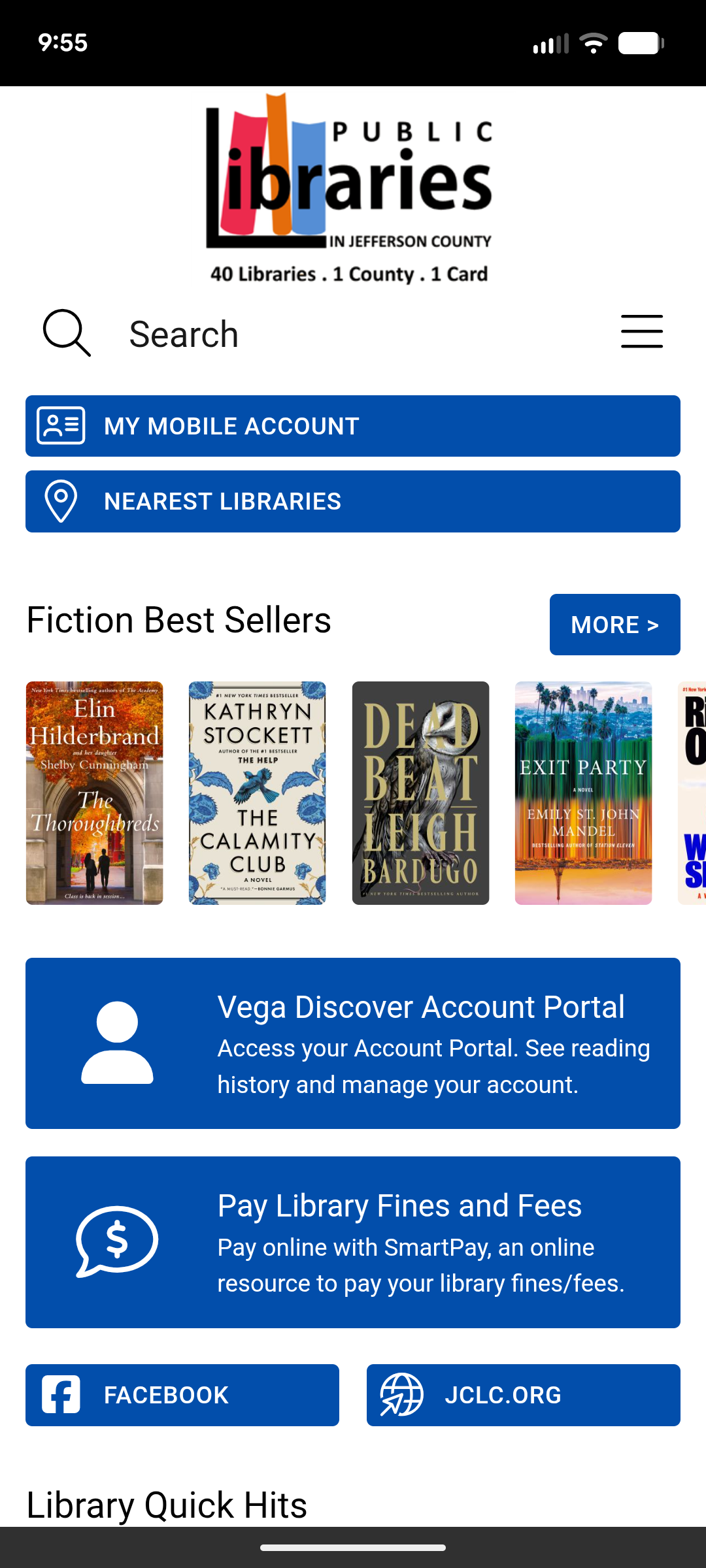 homescreen of app
